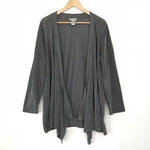 Catherines gray silver metallic waterfall cardigan